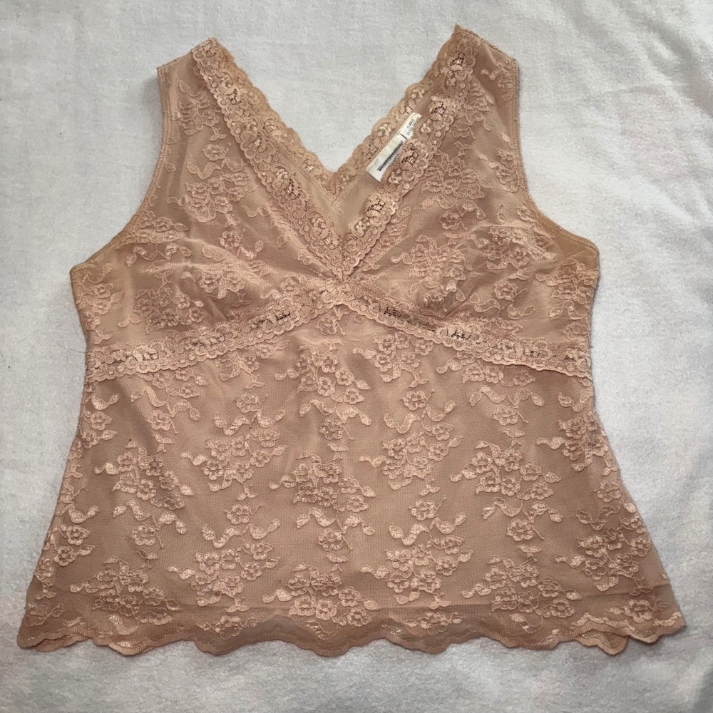 Y2K lace top Worthington Nude Floral Lined Camisole Womens XL romantic Ethereal